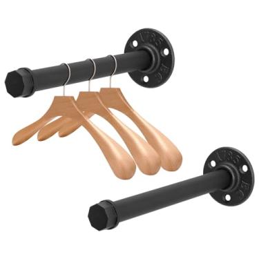 Imagem de Jeasor 2 peças de 20 cm rack de roupas industrial de 20 cm montado na parede, haste de roupas vintage rústica resistente, barra de metal multiuso para pendurar no quarto, banheiro, armário e