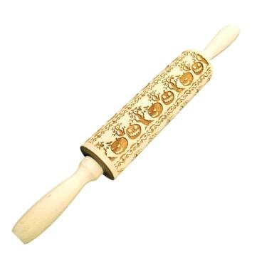 Imagem de YWJLQH Rolo de massa de madeira em para decoração de cozinha, carimbos para biscoitos faça você mesmo, rolo de massa para biscoitos e waffles para, Abóbora