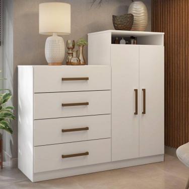 Imagem de Cômoda 2 Portas 4 Gavetas Aurea Demóbile Branco