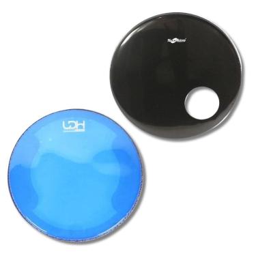 Imagem de Kit Pele Bumbo 20 Duplo Hidráulica + Resposta Furo Muffler