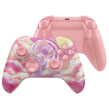 Imagem de eXtremeRate ASR Version Performance Rubberized Full Set Shell Buttons for Xbox Core Controller, Redesigned Grip Diamond Texture Handles Backplate Case for Xbox Series X/S - Pinky Jellyfish Heaven