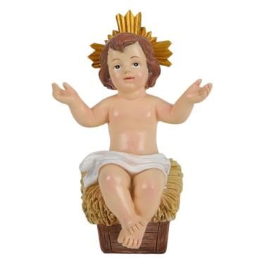 Imagem de Fenteer Estatueta de presépio do Menino Jesus, boneco pintado de Cristo Menino para prateleiras de escritório, decoração de celebração religiosa, M