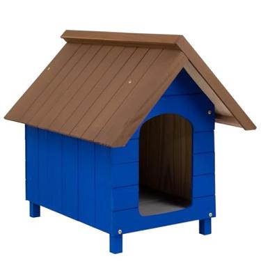 Imagem de Casa Casinha De Cachorro em Madeira Pintada Mini N1 (Azul)