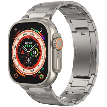 Imagem de Zumyzu Pulseiras de titânio puro compatíveis com Apple Watch Ultra 3/2/1 séries 11 10 9 8 7 6 5 4 SE, pulseira para Apple Watch de 49 mm, 46 mm, 45 mm e 44 mm, pulseira de metal de titânio leve de 49
