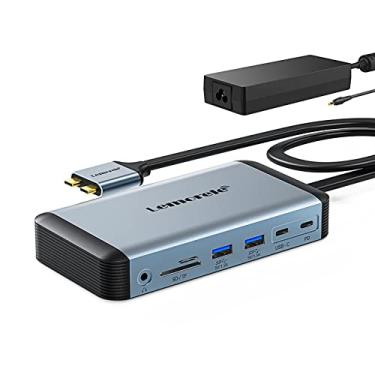 Imagem de Lemorele Estação de ancoragem MacBook Pro Air com adaptador de alimentação de 150 W, estação de ancoragem para laptop USB C 12 em 2 HDMI 4K a 60Hz, 18W PD 3.0 5Gbps, USB C 3.0 e 4 USB 3.0, RJ45