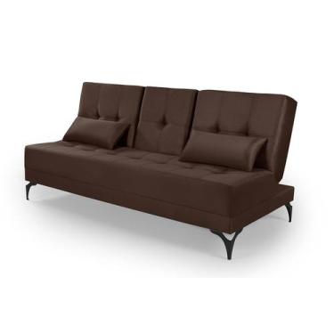 Imagem de Sofa cama colorado reclinavel com mesinha porta copos tecido suede - T