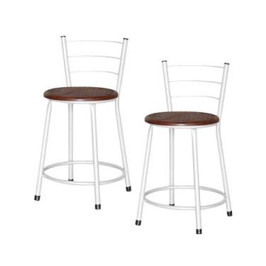 Imagem de Jogo 2 Banqueta Baixa Ratan Branca Retro - Lamar Design, Marrom