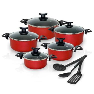 Imagem de Conjunto Jogo de Panelas Caçarola Teflon Antiaderente 8 Pç Premium com