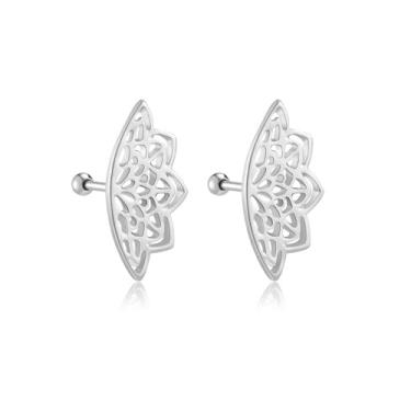 Imagem de Brincos de hélice boho para mulheres, gótico punk geométrico, mandala, flor de lótus, cartilagem oculta, piercing de hélice, brincos exclusivos, joia de presente, Medium, Cobre, Sem pedra preciosa