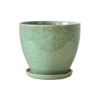 Imagem de Vasos de plantas Vaso grande de cerâmica para flores e plantas verdes 25,5 * 22 cm, espesso, para mesa, com bandeja dividida