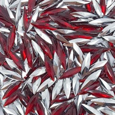 Imagem de Colagem Navete Strass Acrílico Vermelho Transparente 4x15mm 100pçs 8g 