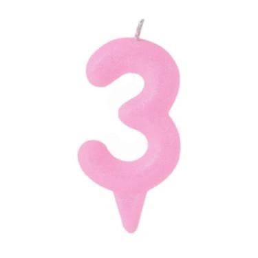 Imagem de Vela De Aniversário Número Magic Candy Rosa Claro - PartiuFesta