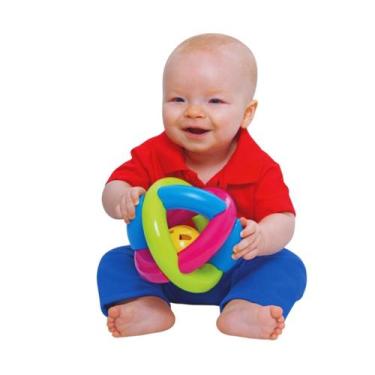 Imagem de Bola Maluquinha Com Chocalho Brinquedo para Bebês - Mercotoys, Verde