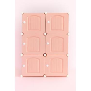 Imagem de Armário Cabideiro Portátil Modular Rosa 6 Portas - Yeet