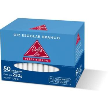Imagem de Giz Escolar Branco com Película Plástica - Caixa com 50 Unidades - Del
