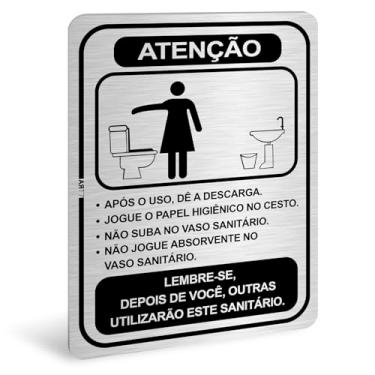 Imagem de Placa de Aviso Sanitário Atenção e Boas Práticas de Uso Regras de Uso Identificação Banheiro
