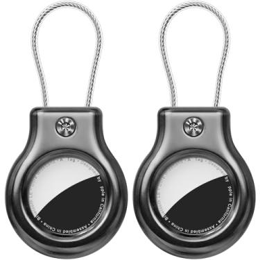 Imagem de Ljusmicker Suporte de metal para Airtag com trava segura, chaveiro impermeável para AirTags, pacote com 4, acessórios para GPS Localizador de itens, bagagem, bolsa, chave, animal de estimação, preto