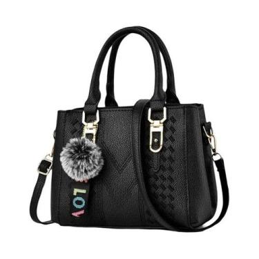 Imagem de Bolsa De Ombro Feminina Grande Capacidade Com Pingente De Bola De Pelo