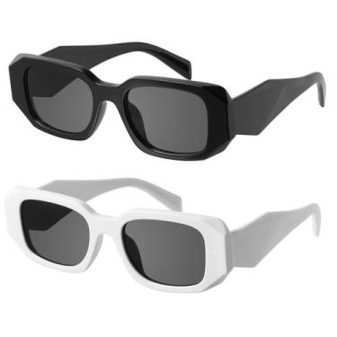 Imagem de Óculos de sol mosanana Trendy Retangle para mulheres e homens, pacote 
