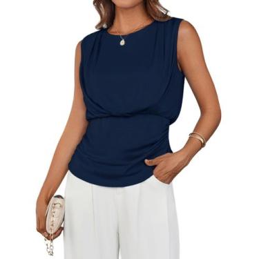 Imagem de Blusa feminina GRACE KARIN, elegante, sem mangas, gola redonda, azul m