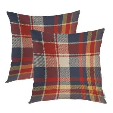 Imagem de Capas de almofada Batmerry, vermelho, azul, xadrez abstrato, 50x50cm