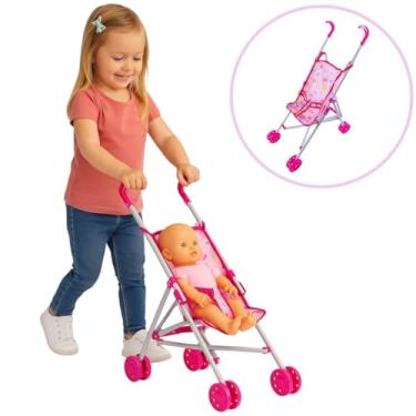 Imagem de Company Kids Carrinho de Boneca Articulado Dobrável Brinquedo Crianças - Rosa, Acima de 3 Anos