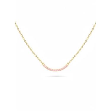 Imagem de PENLYU Colar feminino com pedra do mês de nascimento em ouro 14K, pingente de barra curvada, colar de irmãs, presentes para mãe e família, design de um terço de círculo, joia de presente de