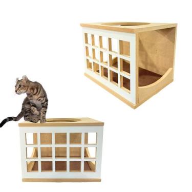 Imagem de Nicho Para Gato Multi Square MDF Resistente Montado Com Carpete Antide