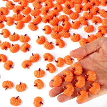 Imagem de Sinbana 100 un. Mini Abóboras de Resina, Estatuetas Abóbora Amarela para Decoração Halloween Artesanato Ação de Graças Jardim Fadas Casa Bonecas Centro Mesa Pequena Decoração Outono para Casa e Festa