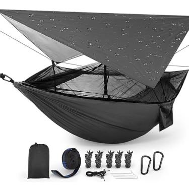 Imagem de Rede com Mosquiteiro Camping, Barraca Portátil Ao Ar Livre, Rede de Dormir para Acampamento com Lona para Chuva, Rede de Acampamento com Lona para Chuva