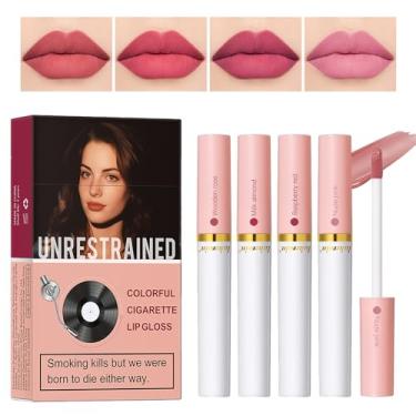 Imagem de Conjunto de batom fosco de 4 cores, mancha labial à prova d'água, batom líquido de veludo, mancha labial de longa duração 24 horas (conjunto 1)