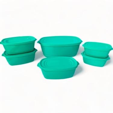 Imagem de Kit 06 Potes Plásticos com Tampa Freezer Microondas Hermetico Retangular BPA FREE (Tiffany)