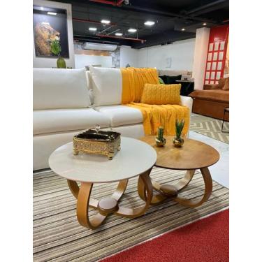 Imagem de Kit 2 Mesas Centro Decorativa Sala Redonda Luxo Cebola - JID DECORAÇÕE