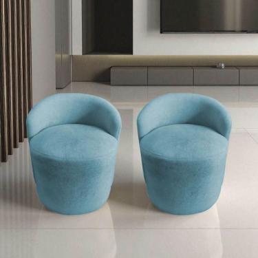 Imagem de Kit 2 Poltronas Decorativa Yara Orgânica Bouclé Azul Turquesa - Mansão
