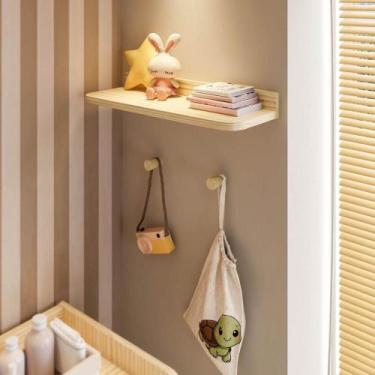 Imagem de Prateleira Decorativa 60cm com 2 Cabideiros Ponto Wave Casatema Natura