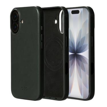 Imagem de alto Capa compatível com iPhone 17 2025, capa magnética de couro italiano compatível com Apple MagSafe, capa protetora contra quedas da série Clop (iPhone 17, 6,3 polegadas, preto corvo)