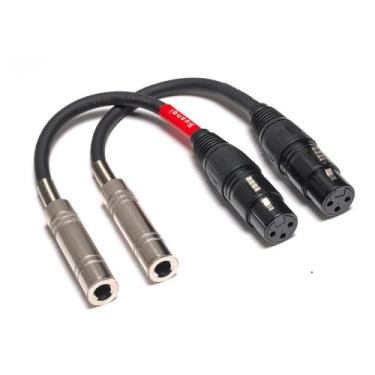 Imagem de Cabo adaptador Suanqi XLR fêmea para 6,35 mm TRS fêmea 15 cm, pacote c