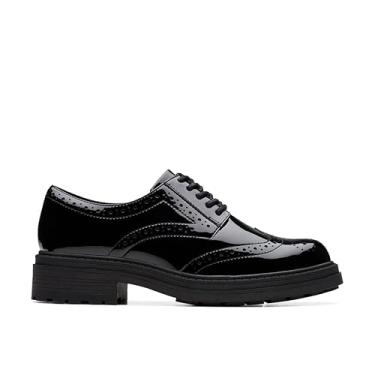 Imagem de Clarks Orinoco 3 Derby Oxford feminino, Couro envernizado preto, 39