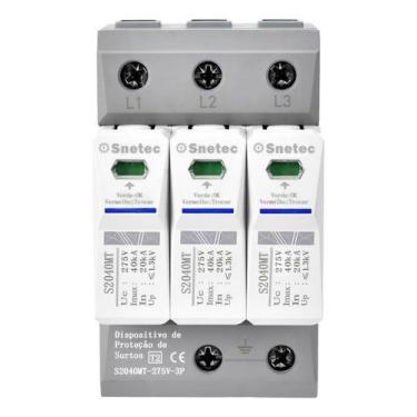 Imagem de DPS Snetec Protetor de Surtos 275V CA 20/40kA Trifásico 3P