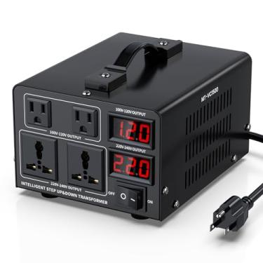 Imagem de Conversor de tensão 1500 W (110 V para 220 V ou 220 V para 110 V) conversor step-up/down 110/120 volts - 220/240 volts com cabo de alimentação dos EUA, proteção contra disjuntor, tela LCD