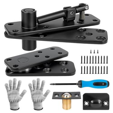 Imagem de Dobradiça de porta oculta, rolamento de carga de 258 kg, dobradiça giratória de 360°, compatível com portas de prateleira Murphy Secret Doors, dobradiça pivô invisível oculta com luva