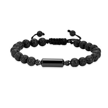Imagem de Oinsi Pulseira de pedra vulcânica com tubo memorial urna joia para cinzas de entes queridos pulseira de cremação feminina masculina comprimento ajustável, Adjustable, Aço inoxidável, aço inoxidável