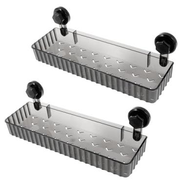 Imagem de ZLHETWT Organizador de chuveiro, organizador de chuveiro, prateleira de chuveiro sem broca, organizador de chuveiro de plástico removível, prateleira reutilizável para casa (cinza)