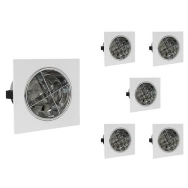 Imagem de 6 Luminária Embutir Compacta E27 Com Aleta Para 2 Lâmpada - PEDLED