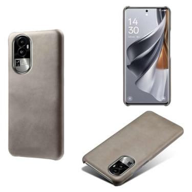 Imagem de Capa para OPPO Reno 10,Proteção contra quedas,Casca de volta de cor sólida simples,Design de couro de imitação de plástico-Gray