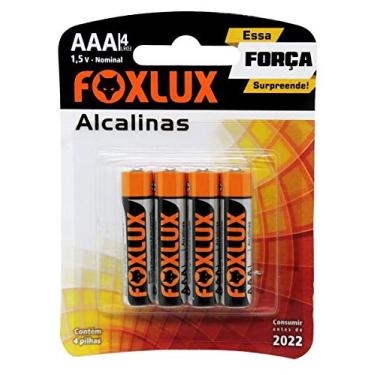 Imagem de Pilha Alcalina Palito AAA Foxlux – Tensão Nominal: 1,5V – Embalagem com 4 pilhas – Alta durabilidade – Livre de mercúrio e cádmio