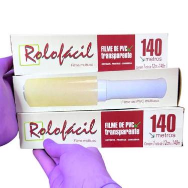Imagem de Filme PVC Rolofácil 12 cm x 140 m  Kit com 3 Unidades Dispafilm