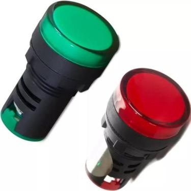 Imagem de 2 Sinaleiros Monobloco Led 22mm 127/220v Ad22 Verde E Vermelho - Sibra