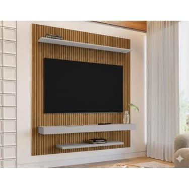 Imagem de Painel Ripado para TV Até 60 Polegadas Impressão Ripada 3D Leme - Móve