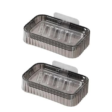 Imagem de YWJLQH 2 Saboneteiras Impermeáveis ​​resistentes para Banheiro, Chuveiro, Vaso Sanitário, Decoração, Cinza, Tamanho real